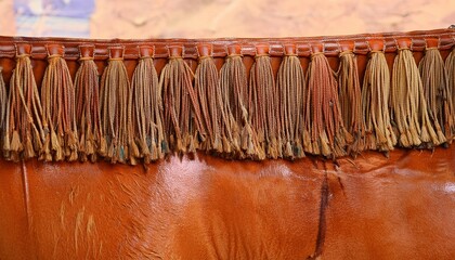 fringing detail on leather armitas specially designed for rancho use. generative ai