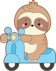 Fototapeta premium Cute sloth vector icon. Funny baby sloth animal series stock illustration. Slow life of fluffy sloth designs.