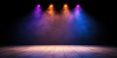 Naklejka premium Colorful Stage Lighting with Smoke Effect