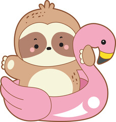 Cute sloth vector icon. Funny baby sloth animal series stock illustration. Slow life of fluffy sloth designs.