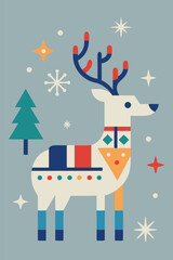 Fototapeta premium A Scandinavian reindeer folk art.