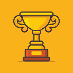Golden Trophy Cup on orange background. Vector