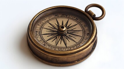 Vintage Brass Compass with Detailed Engraving for Navigation and Adventure