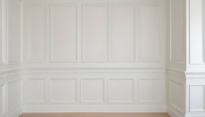 White paneled wall with decorative molding.