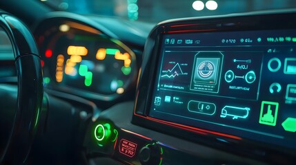 Hydrogen-Powered Car Refueling Station Interface with Digital Display Showing Fuel Data