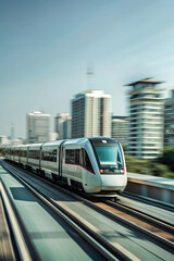 Naklejka premium A train speeding through the city