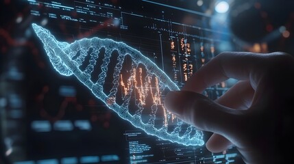 DNA Strand Analyzed on Futuristic Holographic Interface for Biotechnology and Medical Research