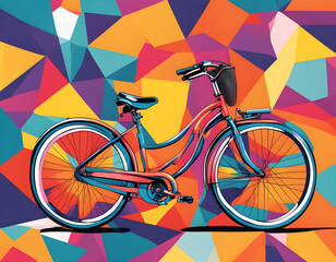 Fototapeta premium colorful bicycle with cool isolated pop art style background