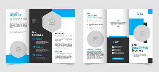 Trifold Brochure Template Design Vector File, Fully Customization 