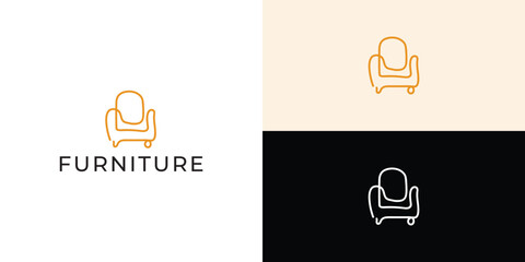 Furniture Logo. Interior Sofa Chair. Furnishing Interior Logo Design Template.
