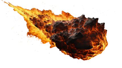 Burning Meteor with Fiery Trail Isolated