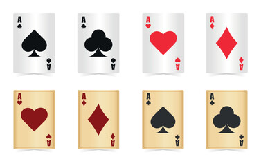 Big vector realistic player casino cards vintage and classic cards set. Diamonds, Hearts, Spades, Clubs Suit. Poker Gambling cards