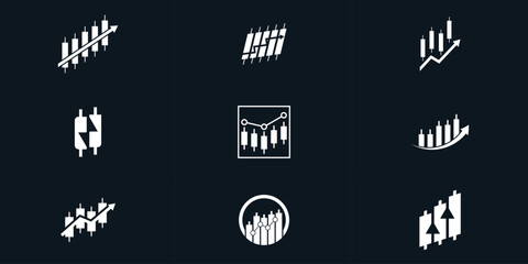 Trading candlestick logo icon template.