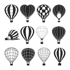 Hot air balloon silhouette vector illustration. Hot air balloon SVG