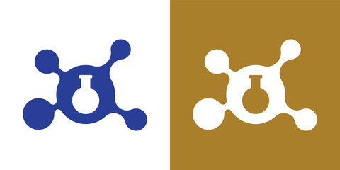 Laboratory beaker logo. Lab flask logo.