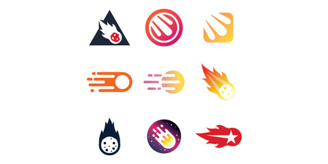 Set collection of Comet meteor logo vector icon illustration design © hilda