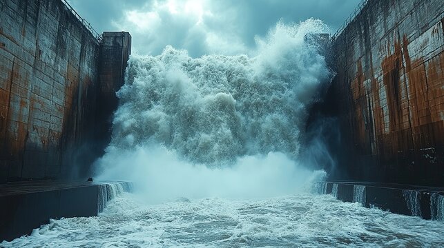 Water Crashing Over Dam