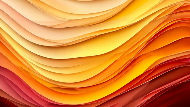 Abstract layered paper art in warm colors.