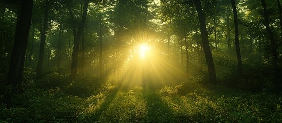 Naklejka premium Sunrays in Forest