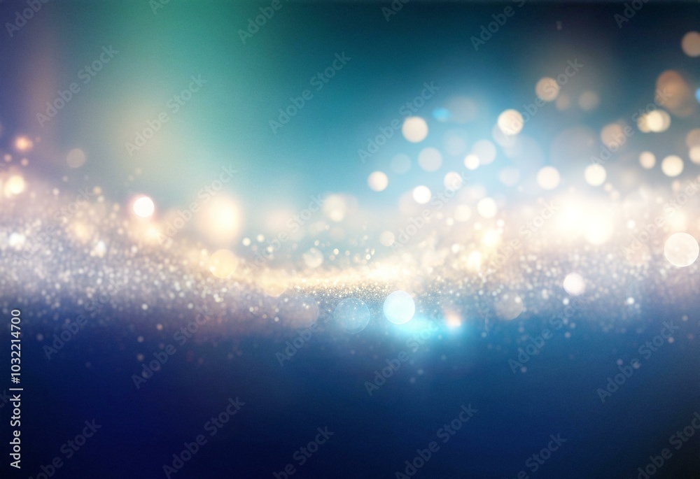 Poster a blue background with blurry sparkling lights that form a wave-like shape.