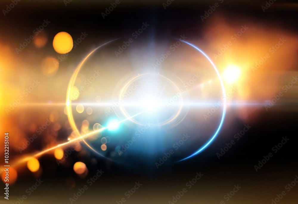 Aufkleber abstract background with a bright glowing center, surrounded by rings of light and bokeh.