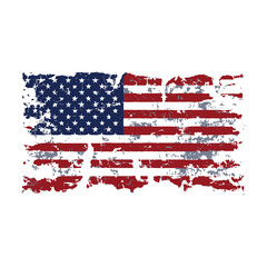 Grunge style American flag destroyed USA flag