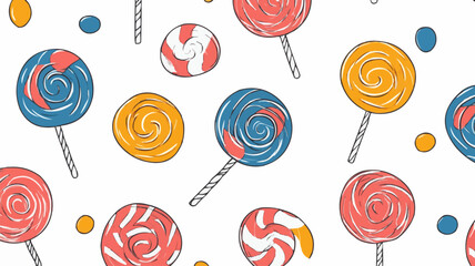 Lollipop doodles seamless patterns for wrapping, textile print background or package design.