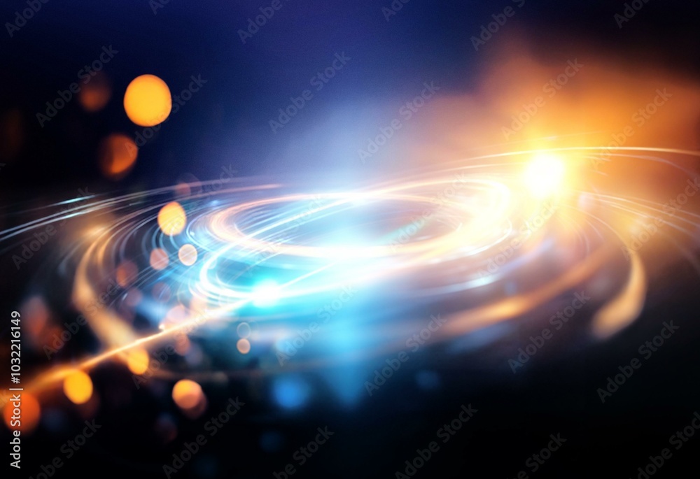 Poster blurry light streaks with bokeh and contrasting colors.