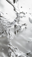 Silver watery splash background. AI Generated