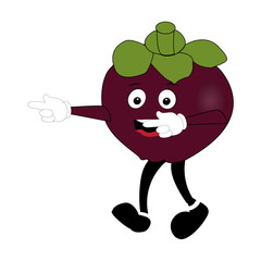 Funny Mangosteen Fruit Character with Emotions