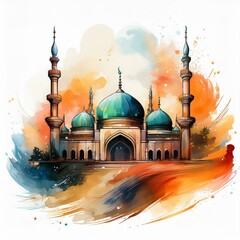 
Islamic mosque colorful  illustration background I Ramadan Mubarak I Eid Mubarak AI Image