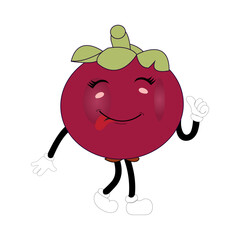 Funny Mangosteen Fruit Character with Emotions