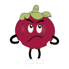 Cute Mangosteen Fruit Character Illustration mascot or icon cartoon style for advertising product. Eps 10