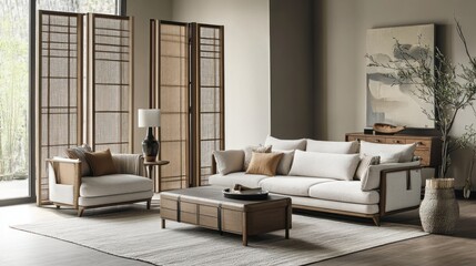 Obraz premium Modern Interior Design with a Japanese Aesthetic