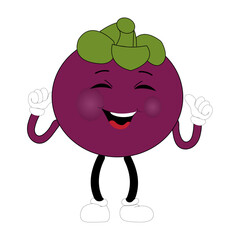 Cute Mangosteen Fruit Character Illustration mascot or icon cartoon style for advertising product. Eps 10