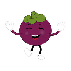 Cute Mangosteen Fruit Character Illustration mascot or icon cartoon style for advertising product. Eps 10