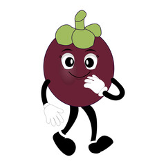 Cute Mangosteen Fruit Character Illustration mascot or icon cartoon style for advertising product. Eps 10