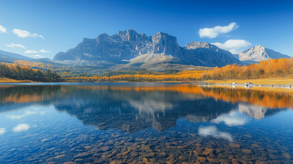 A beautiful lake with mountains in the background