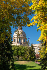Alberta Legislature Building exterior in autumn