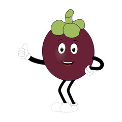 Cute Mangosteen Fruit Character Illustration mascot or icon cartoon style for advertising product. Eps 10