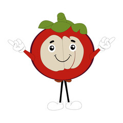 Cute Mangosteen Fruit Character Illustration mascot or icon cartoon style for advertising product. Eps 10