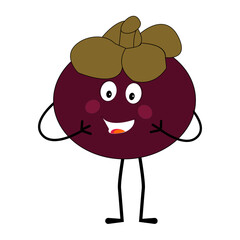 Cute Mangosteen Fruit Character Illustration mascot or icon cartoon style for advertising product. Eps 10