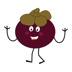 Cute Mangosteen Fruit Character Illustration mascot or icon cartoon style for advertising product. Eps 10