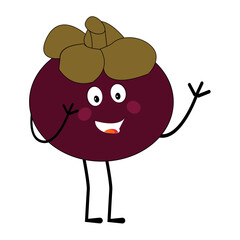 Cute Mangosteen Fruit Character Illustration mascot or icon cartoon style for advertising product. Eps 10