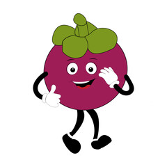 Cute Mangosteen Fruit Character Illustration mascot or icon cartoon style for advertising product. Eps 10