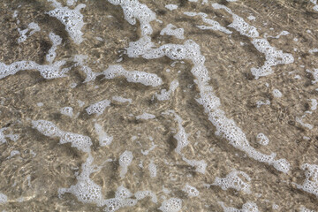 Clear Ocean Floor with Clean Sand and Gentle Wave Foam