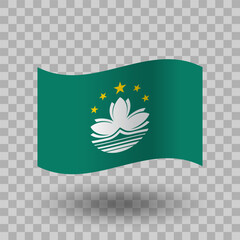 Macau wavy flag vector isolated on transparent background. Flag of Macau symbol icon