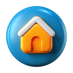 3D home icon on transparant background