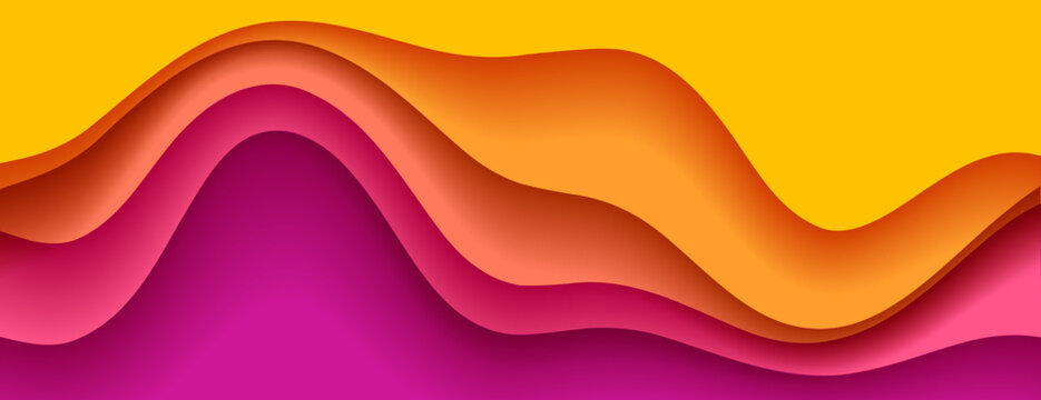yellow and pink gradient layered wave paper background