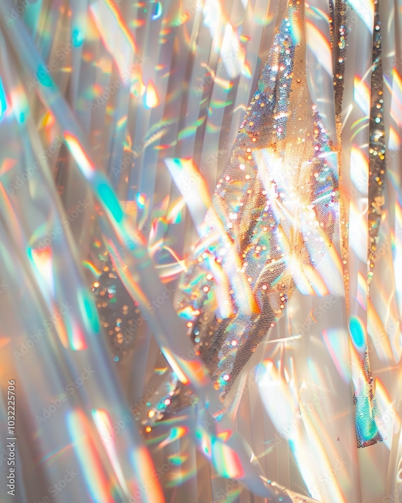Aufkleber Vibrant Abstract Background with Multicolored Sequins and Dynamic Light Reflections